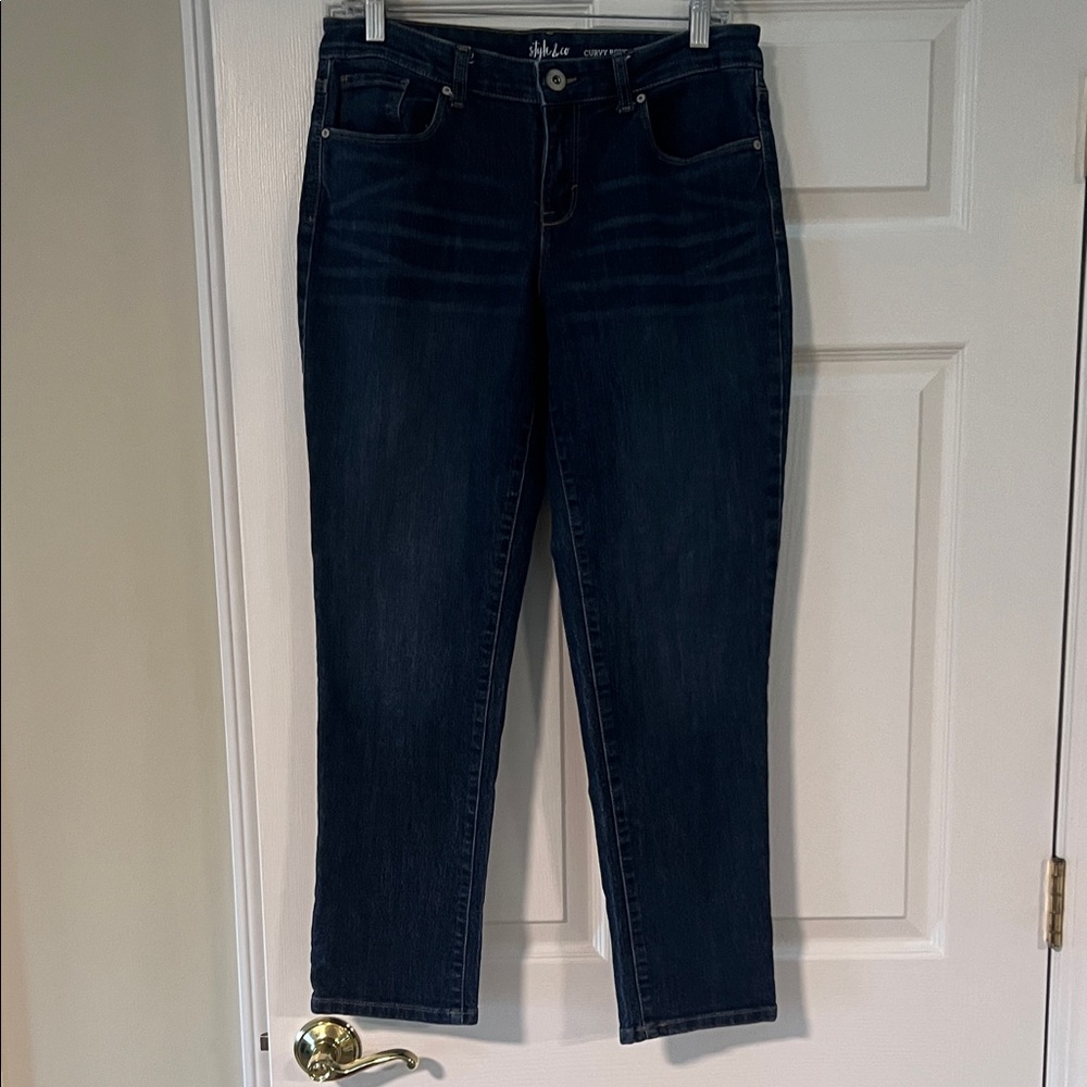 STYLE & Co Women's Classic curvy Boyfriend dark wash Jeans